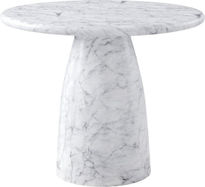 Meridian Furniture Cosenza Concrete Dining Table with Art Deco Style and Marble Finish for Indoor Outdoor Use White 36 inches 700White-T