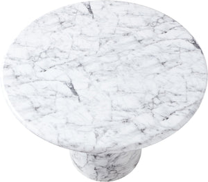 Meridian Furniture Cosenza Concrete Dining Table with Art Deco Style and Marble Finish for Indoor Outdoor Use White 36 inches 700White-T