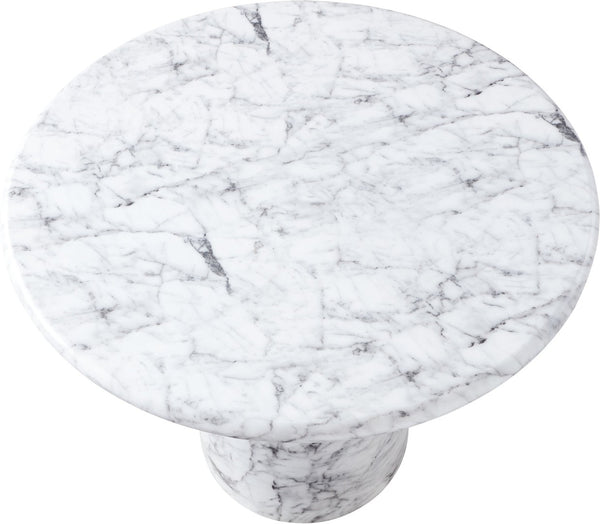 Meridian Furniture Cosenza Concrete Dining Table with Art Deco Style and Marble Finish for Indoor Outdoor Use White 36 inches 700White-T