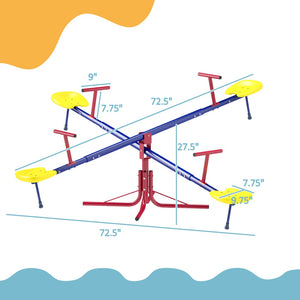 English Elm Outdoor Four Seat Spinning Teeter Totter Steel Frame Backyard Playset for Kids T3971P438574