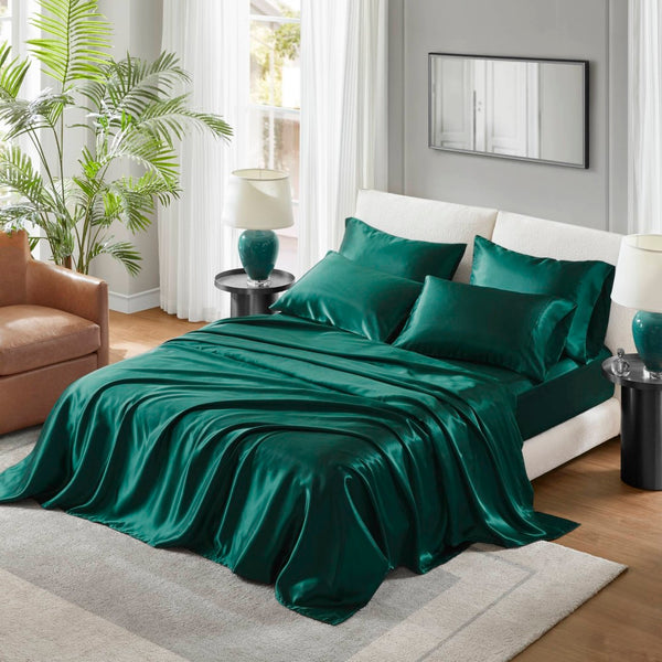 English Elm Satin Luxury Sheet Set For Queen Beds - Hypoallergenic, Silky Soft, Wrinkle-Resistant Comfort! B035P294195-GIGA