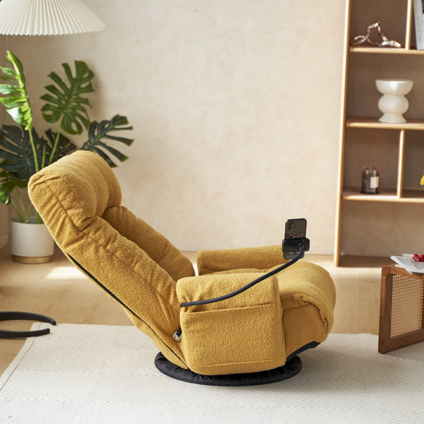 English Elm Adjustable ergonomic gaming lounge chair with 360° swivel, spring seat comfort and phone holder Yellow W244P172638