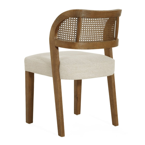 English Elm Hand-woven Rattan Back Dining Chairs Rubberwood Frame Upholstered Armchair Set of 2 Beige,Walnut N768P381887W