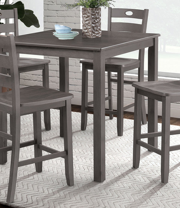 English Elm Gray 5pc Counter Height Dining Set - Square 36" Table & 4 Slat-Back Chairs, Transitional Style Durable Finish B2741P381493