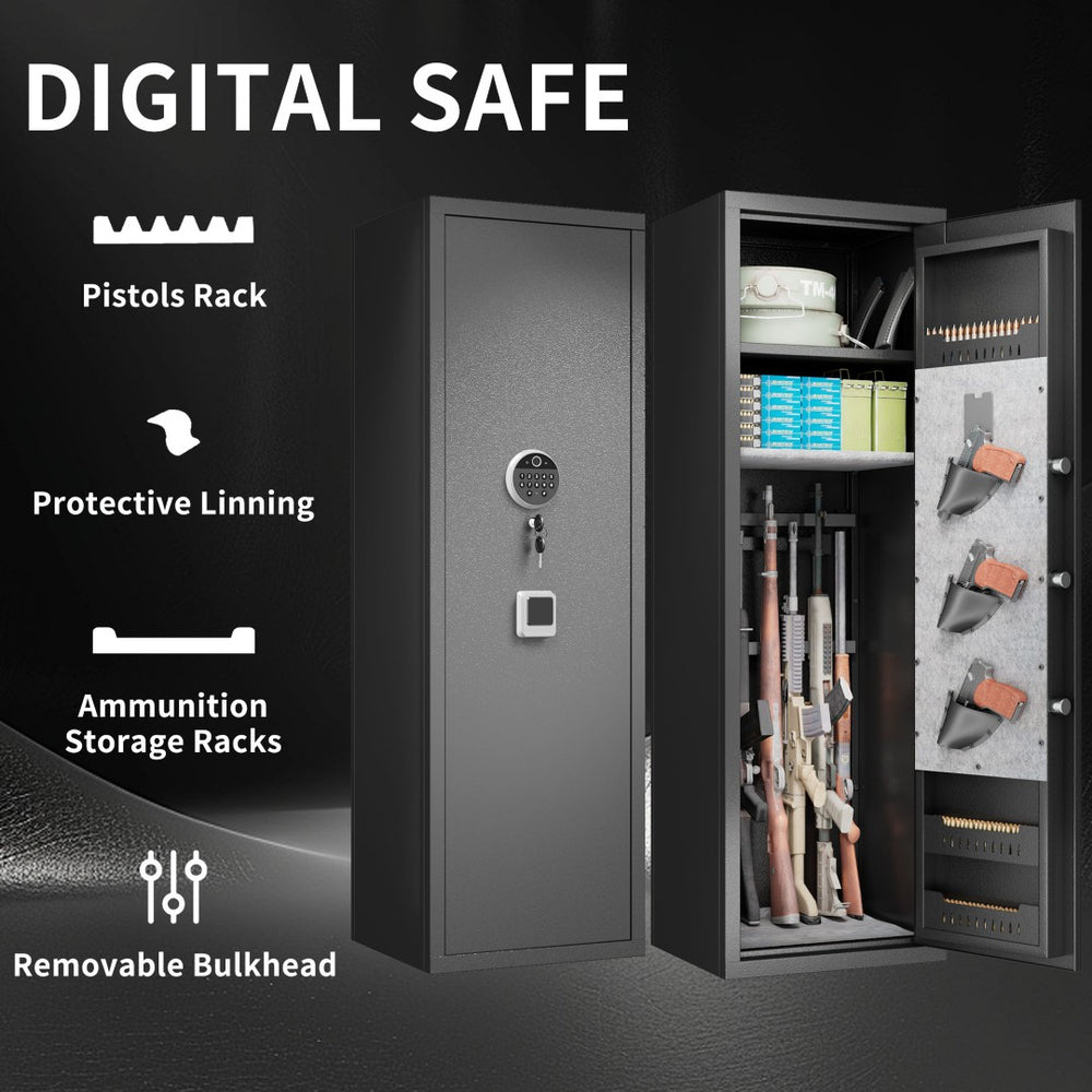 English Elm Gun Safe Biometric Steel Cabinet for Rifles Pistols with Keypad and Quick Access W1831P246169
