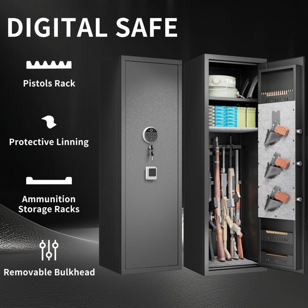 English Elm Gun Safe Biometric Steel Cabinet for Rifles Pistols with Keypad and Quick Access W1831P246169