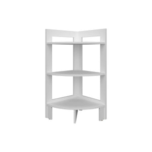 English Elm Corner Table Sharon Engineered Wood Three-Tier Corner Shelf White — Space-Saving Living Room Storage, Durable Design B092P238755