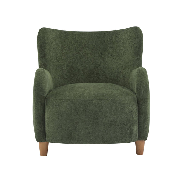 English Elm Christopher Knight Home® - Lucia Velvet Wingback Armchair with Pocket Spring Cushion, Mid-Century Birch Legs, Luxe Comfort Olive Green,Teak 31.5 L x 30.75 W x 30.5 H N776P205426G