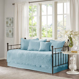 Madison Park Tuscany Cottage/Country 6 Piece Reversible Scalloped Edge Daybed Cover Set MP13-8386 Blue