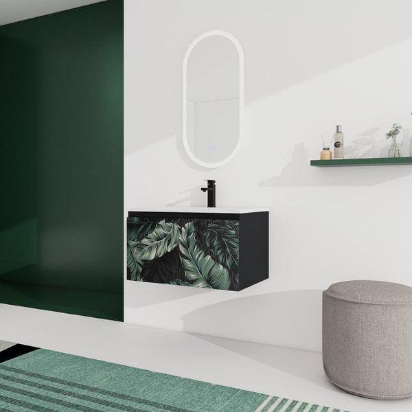 English Elm 30'' Floating Wall-Mounted Bathroom Vanity With Ceramic Sink & Soft-Close Doors For Modern Spaces P1 W999S00215-GIGA