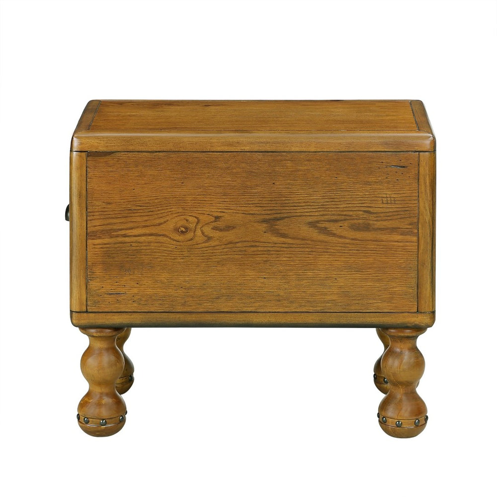 English Elm Solid Wood End Table - Vintage-Style Narrow Nightstand With Drawer For Small Spaces, Easy Assembly! W1202P176736-GIGA