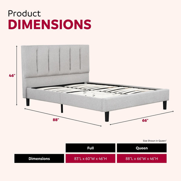 English Elm Bedroom Elegant Contemporary Queen Bed with Fur Chenille Upholstery, Engineered Wood Frame, Mattress-Ready Gray 66 L x 21 W x 6 H B2741P329260