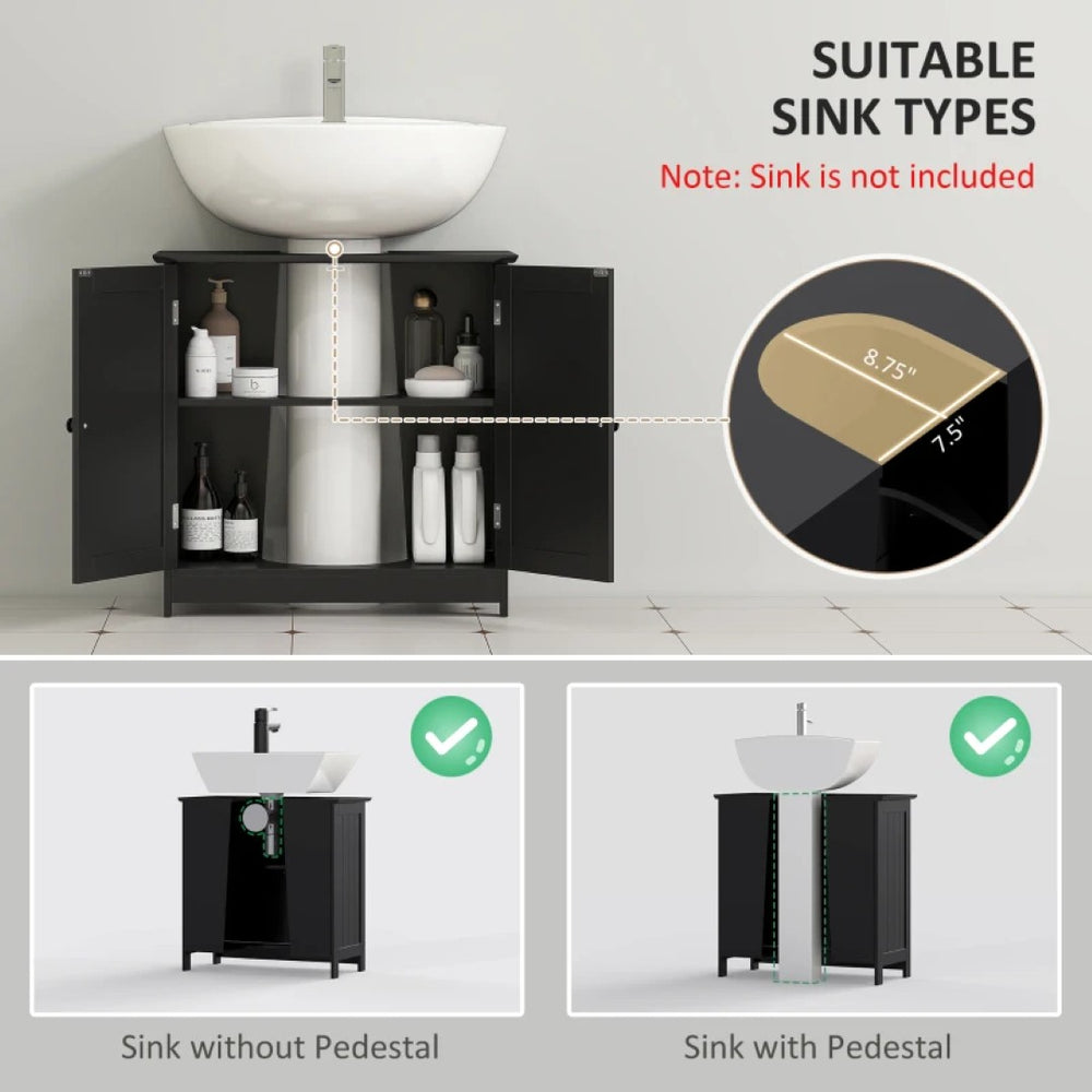 English Elm Practical Pedestal Sink Cabinet with Farmhouse X-door Design and Enclosed Bathroom Storage T3971P470095