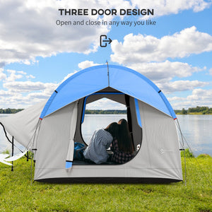 English Elm Outsunny Waterproof Suv Camping Tent for 5 to 6 Person Tailgate Outdoor Adventure Grey+Blue W2225P200548