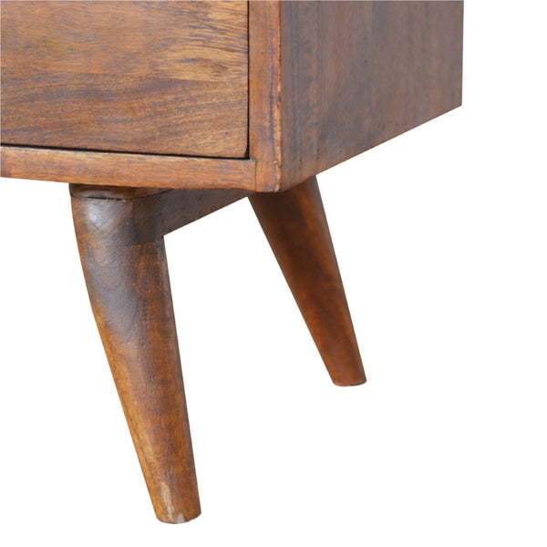 English Elm Solid Wood Chestnut Sideboard With 3 Drawers & Carved Doors - Stylish Nordic Legs For Any Room B182P280819-GIGA