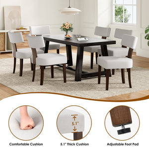 English Elm Upholstered Armless Dining Chairs Set of 2 Solid Hardwood Frame Curved Back Kitchen Beige,Walnut T3623P433674
