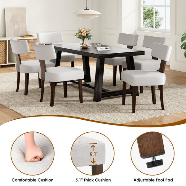 English Elm Upholstered Armless Dining Chairs Set of 2 Solid Hardwood Frame Curved Back Kitchen Beige,Walnut T3623P433674
