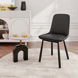 English Elm Modern Nordic Faux Leather Upholstered Dining Chairs Iron Legs Kitchen Set of 2 Black W1535P460712