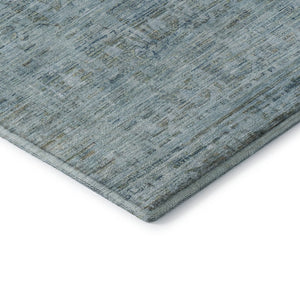 HomeRoots 8' Sky Blue & Denim Oriental Round Rug - Washable, UV Protected, Non-Slip, Perfect for Families! 701000