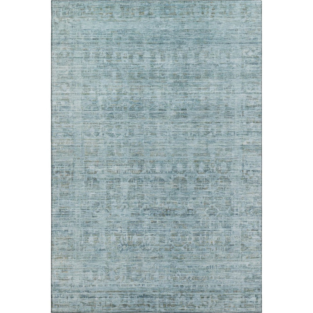 HomeRoots 9' X 12' Sky Blue & Denim Blue Oriental Area Rug – Stain-Resistant, UV Protected, Non-Slip Backing 701002