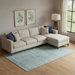 HomeRoots 10' Sky Blue & Denim Blue Oriental Area Rug - Washable, UV Protected, Stain Resistant, Durable Design 701003