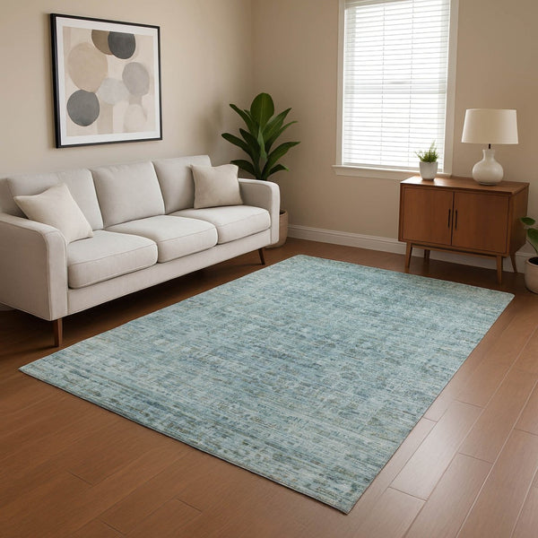 HomeRoots 10' Sky Blue & Denim Blue Oriental Area Rug - Washable, UV Protected, Stain Resistant, Durable Design 701003