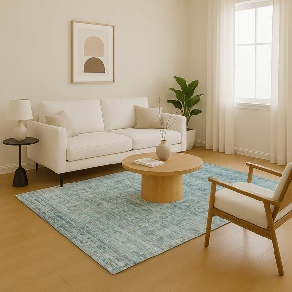 HomeRoots 10' Sky Blue & Denim Blue Oriental Area Rug - Washable, UV Protected, Stain Resistant, Durable Design 701003