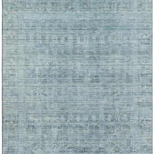 HomeRoots 10' Sky Blue & Denim Blue Oriental Area Rug - Washable, UV Protected, Stain Resistant, Durable Design 701003