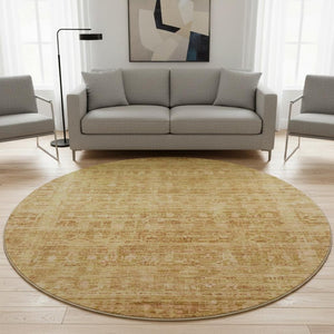 HomeRoots 8' Salmon and Peach Oriental Round Rug - Stylish, Stain-Resistant, UV-Protected for Busy Homes! 701006