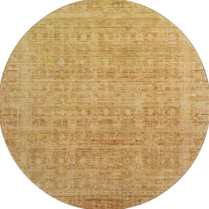 HomeRoots 8' Salmon and Peach Oriental Round Rug - Stylish, Stain-Resistant, UV-Protected for Busy Homes! 701006