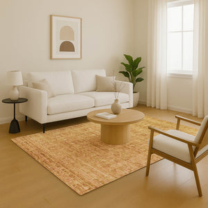 HomeRoots 8' X 10' Salmon & Peach Oriental Washable Area Rug – Durable, UV-Protected, Easy-Care Elegance 701007
