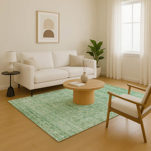 HomeRoots 5' X 8' Teal And Pale Aqua Oriental Washable Area Rug - Durable, Stylish, UV Protected & Easy Care 701011