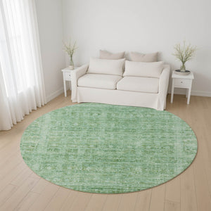 HomeRoots 8' Teal and Pale Aqua Oriental Round Rug – Stain-Resistant, UV-Protected, Non-Slip for Any Room 701012