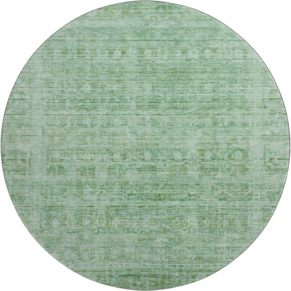 HomeRoots 8' Teal and Pale Aqua Oriental Round Rug – Stain-Resistant, UV-Protected, Non-Slip for Any Room 701012