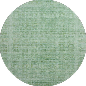 HomeRoots 8' Teal and Pale Aqua Oriental Round Rug – Stain-Resistant, UV-Protected, Non-Slip for Any Room 701012