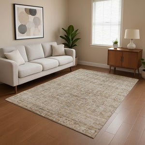 HomeRoots 5' X 8' Elegant Taupe and Beige Oriental Area Rug - Durable, Stain-Resistant, UV Protected Design 701017