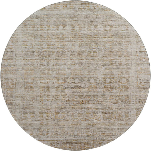 HomeRoots 8' Elegant Taupe & Beige Washable Round Rug with UV Protection - Durable, Stylish & Pet-Friendly 701018