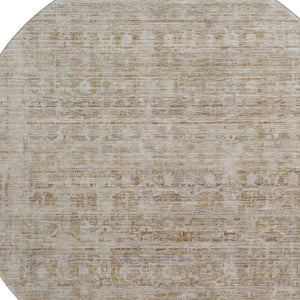 HomeRoots 8' Elegant Taupe & Beige Washable Round Rug with UV Protection - Durable, Stylish & Pet-Friendly 701018