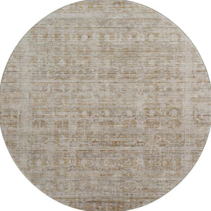 HomeRoots 8' Elegant Taupe & Beige Washable Round Rug with UV Protection - Durable, Stylish & Pet-Friendly 701018
