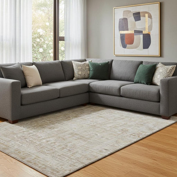 HomeRoots 8' X 10' Elegant Taupe & Beige Oriental Area Rug - Washable, UV Protected, Stain-Resistant Design 701019