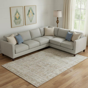 HomeRoots 10' X 14' Elegant Taupe & Beige Oriental Washable Area Rug with UV Protection for Family Spaces 701021