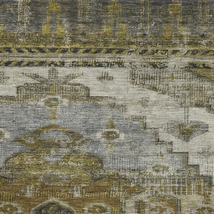 HomeRoots 5' X 8' Washable Brown Ivory & Gray Oriental Area Rug with UV Protection for Busy Homes & Style 701023