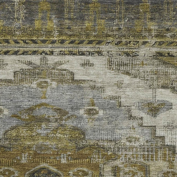 HomeRoots 5' X 8' Washable Brown Ivory & Gray Oriental Area Rug with UV Protection for Busy Homes & Style 701023