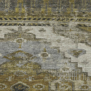 HomeRoots 8' X 10' Brown Ivory Gray Oriental Washable Area Rug - Stylish, Durable, UV-Protected, Easy-Care Design 701025