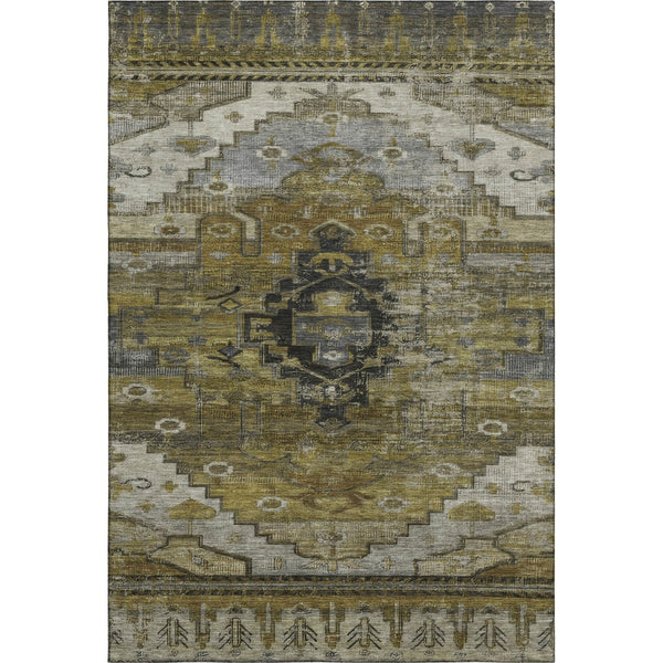 HomeRoots 9' X 12' Washable Brown Ivory and Gray Oriental Area Rug with UV Protection - Durable & Stylish 701026