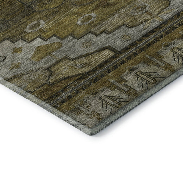 HomeRoots 9' X 12' Washable Brown Ivory and Gray Oriental Area Rug with UV Protection - Durable & Stylish 701026