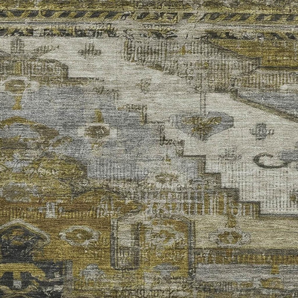 HomeRoots 9' X 12' Washable Brown Ivory and Gray Oriental Area Rug with UV Protection - Durable & Stylish 701026