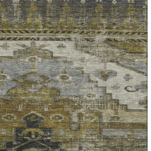 HomeRoots 9' X 12' Washable Brown Ivory and Gray Oriental Area Rug with UV Protection - Durable & Stylish 701026