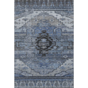HomeRoots 8' X 10' Stylish Washable Blue Gray Charcoal Area Rug with UV Protection for Busy Homes & Pets 701031
