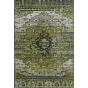 HomeRoots 5' X 8' Olive Green Gray Ivory Oriental Rug - Washable, UV-Protected & Perfect for Busy Homes! 701035